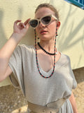 Black Obsidian With Red Coral Multi-Way Sunglasses Chain EC005