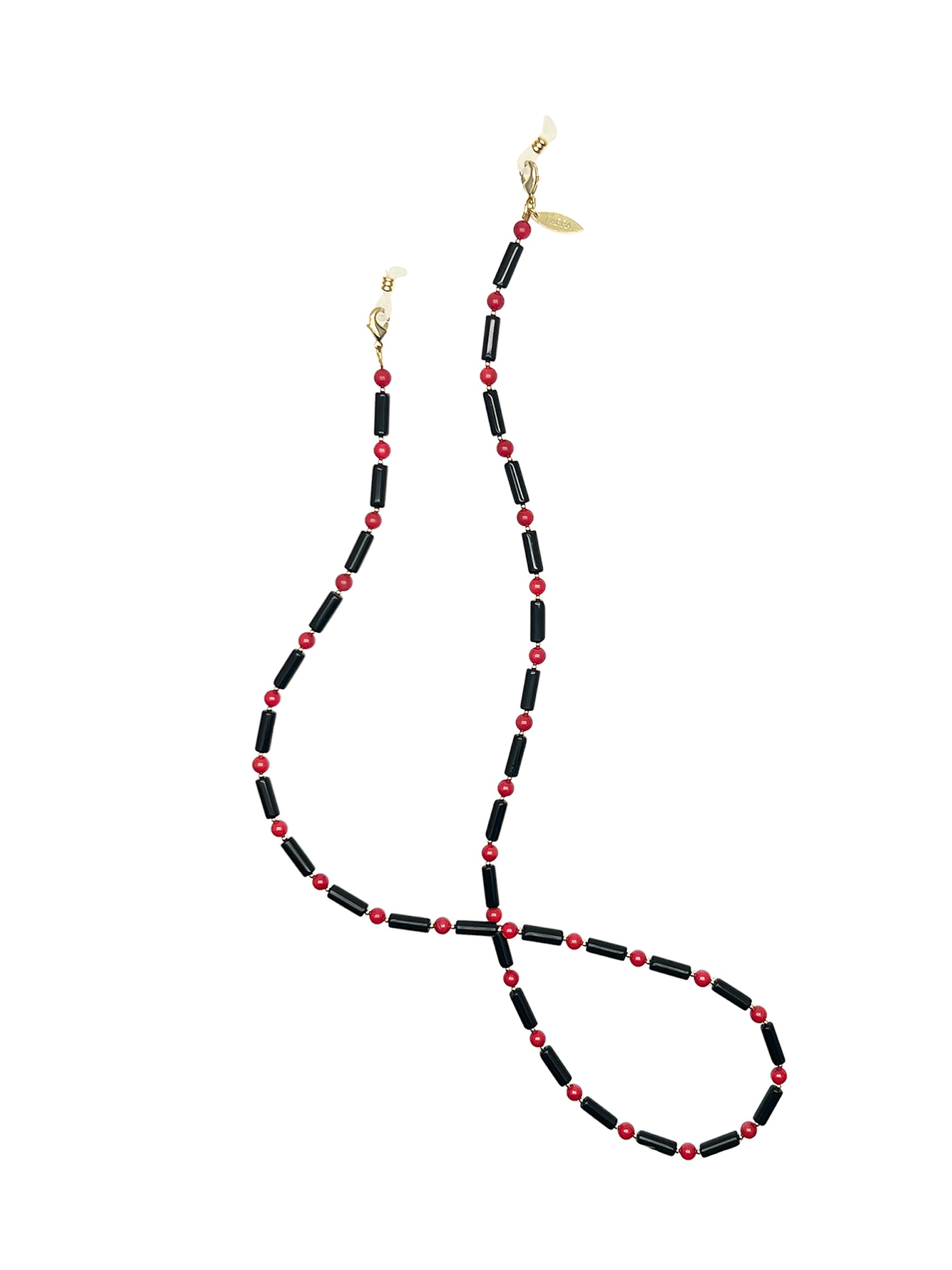 Black Obsidian With Red Coral Multi-Way Sunglasses Chain EC005