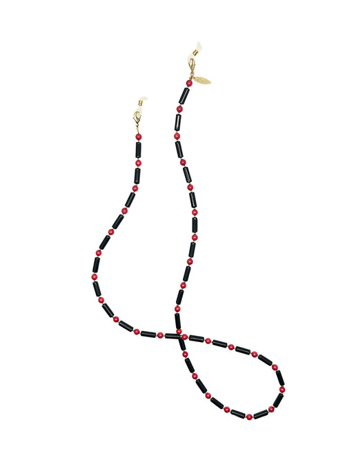 Black Obsidian With Red Coral Multi-Way Sunglasses Chain EC005