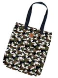 Camouflage Tote with Black Denim Long Handles Canvas Grocery Bag